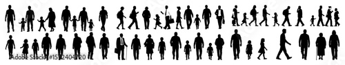 large collection of walking people silhouettes for diverse crowd scenes