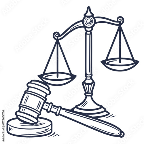 Gavel and scales of justice legal court