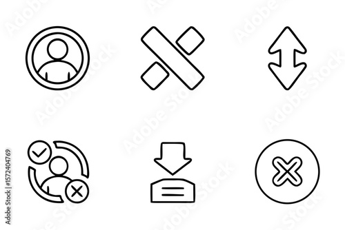 UX and onboarding icon set featuring user actions in flat style