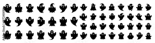ghost icon set cute cartoon halloween spirit vector collection