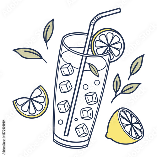Refreshing Lemonade Drink With Ice And Citrus Slices