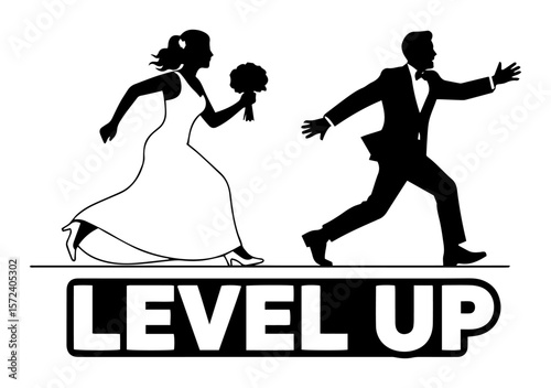 level up funny wedding couple gamer vector design