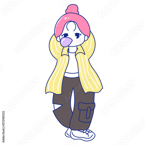 ボーイッシュなカジュアルスタイルのZ世代風の女の子