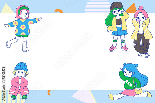 ポップなZ世代の女の子たちフレーム