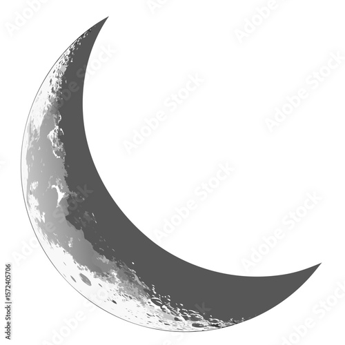 Crescent moon celestial body textured gray space
