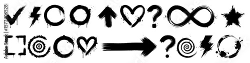 hand drawn grunge doodle icon set