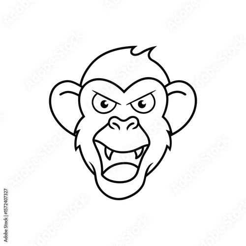 angry monkey head line art