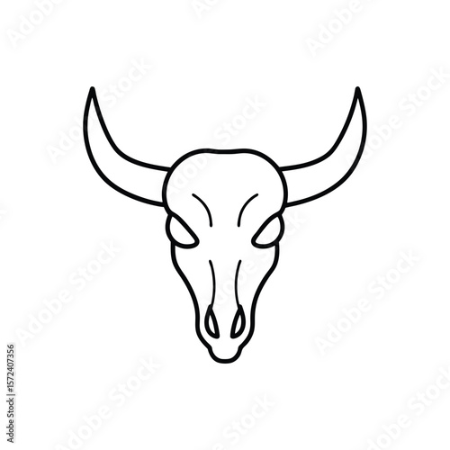 bull skull head line art