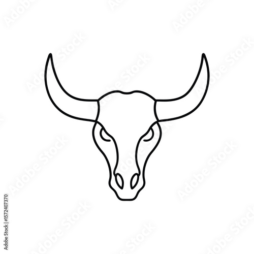 bull skull head line art