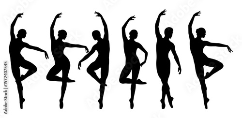ballet dancer silhouette set vector illustration