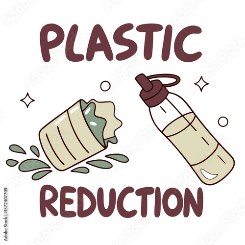 Plastic Reduction Message reusable bottle spilled liquid