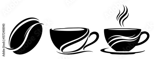 coffee bean and cup icon set vector illustration