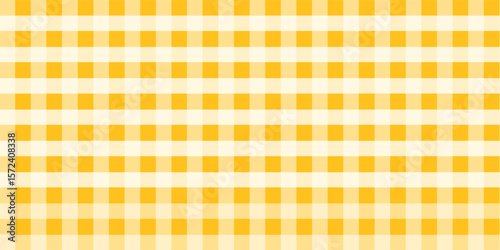 Yellow gingham or vichy pattern. Autumn or Thanksgiving day textile print for tabletop, picnic blanket, basket napkin, shirt or handkerchief. Cotton, linen or flannel design. Vector flat illustration.