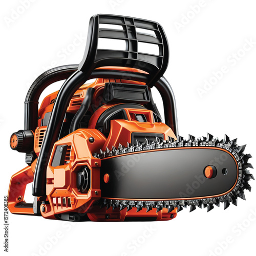 Powerful Orange Chainsaw transparent