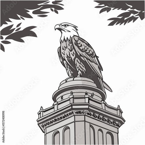 Majestic eagle statue atop ornate pedestal sculpture