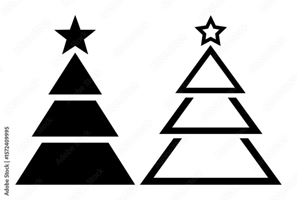 Fototapeta premium minimal christmas tree icon set vector illustration