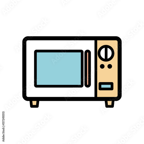 シンプルな電子レンジのベクターイラスト｜背景透過で描かれた家庭用家電デザイン