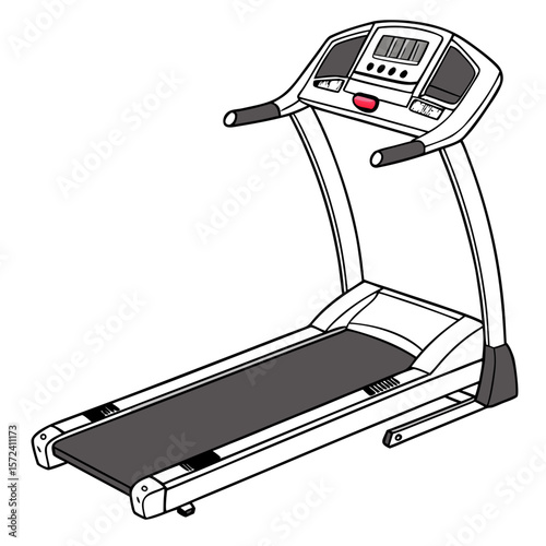 Treadmill exercise machine with console and handles