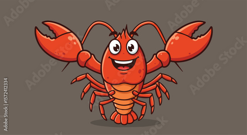 Happy Cartoon Lobster Mascot