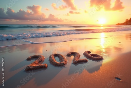 Tropical Sunset 2026 New Year Beach Scene