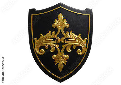 Black Shield with Gold Fleurdelis Design