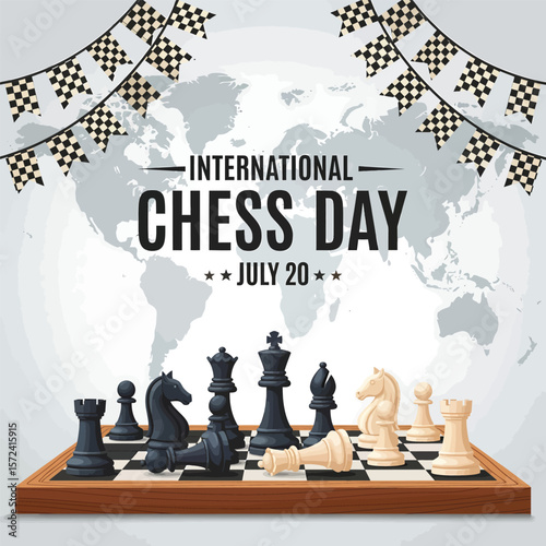 International Chess day social media post design vector