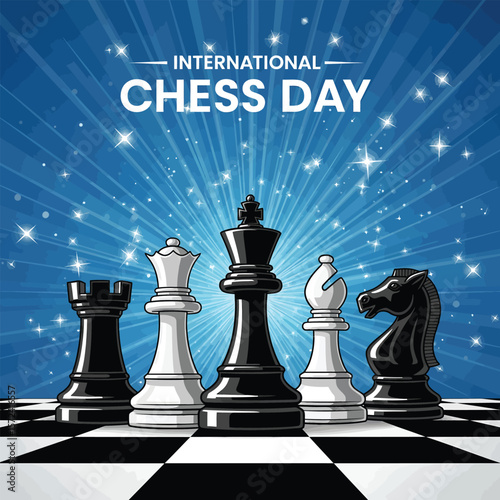 International Chess day social media post design vector
