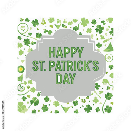 Simple Illustration Happy St. Patrick’s Day Typography with Green Decorations