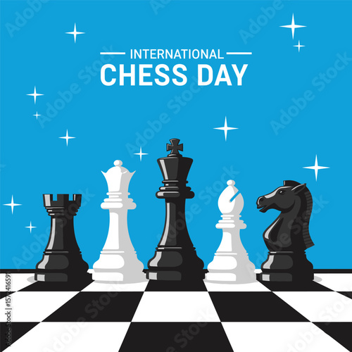 International Chess day social media post design vector