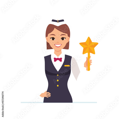 Simple Illustration Hotel clerk with star key
