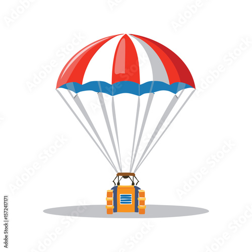 Simple Illustration Landing pod parachuting