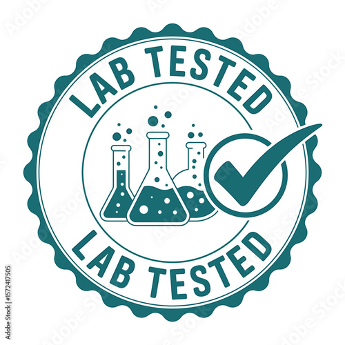 Teal Circular Lab Tested Stamp Design Quality Assurance Icon