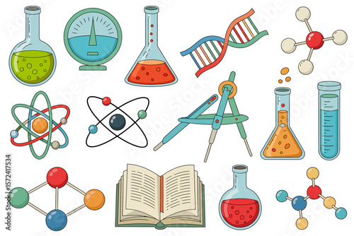 A Collection of Science and Education Illustrations Atoms, Molecules, and More