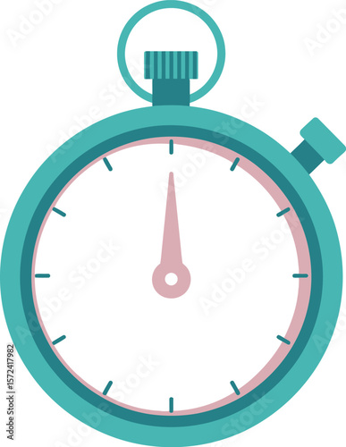 Stock vector illustration of a turquoise stopwatch for timing and measuring time management and deadlines