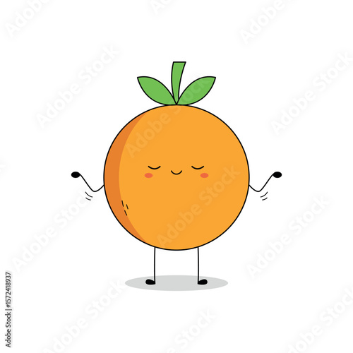Cute orange fruit cartoon character nonchalant expression doodle