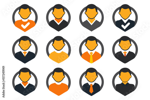 Comprehensive collection of profile verification symbols and elements featuring a variety of authentication and security related graphics in a clean modern style