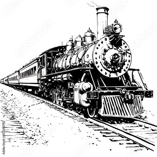 Vintage steam locomotive at a railway station in the morning