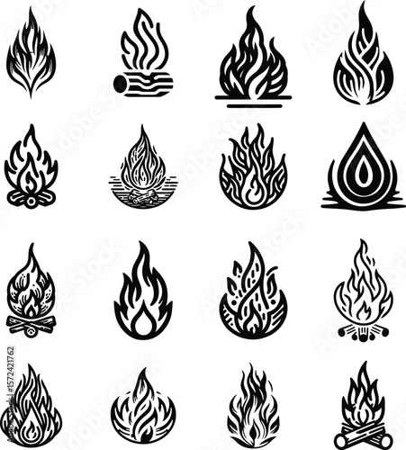 Abstract Fire Flame Icon Set