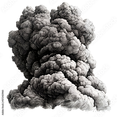 Vector illustration Intricate monochrome drawing of a massive dense and textured cloud formation