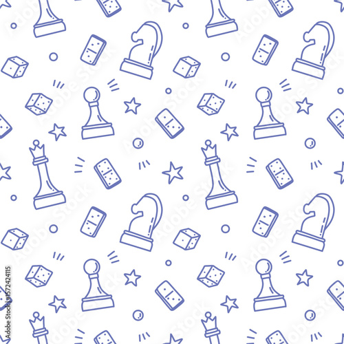 vector seamless pattern with board game elements