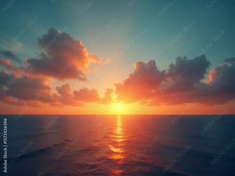 Ocean Sunset with Moving Clouds
