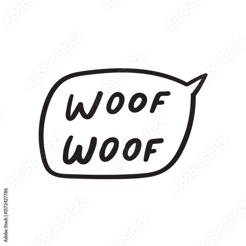 Woof - woof. Speech bubble. Outline vector illustration.