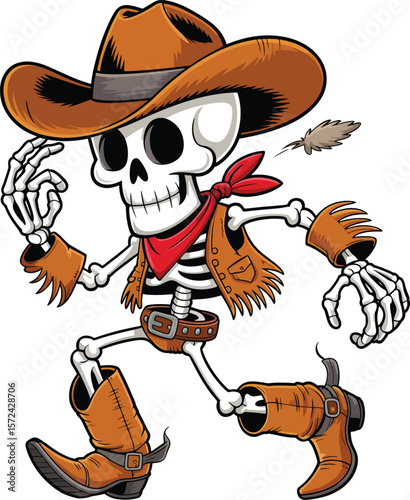 Dabbing Skeleton Cowboy