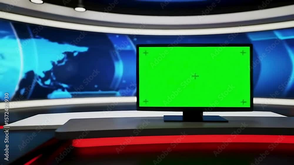 Virtual News Studio Set Design Green Screen Broadcast Background