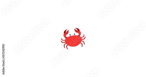 Animated icon of a crab, representing sea life, marine creatures, and coastal environments. Ideal for seafood businesses, marine projects, ocean-themed designs, aquariums, and zodiac symbols like Canc
