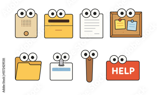 Playful office supplies with cute eyes for fun and engaging workspaces
