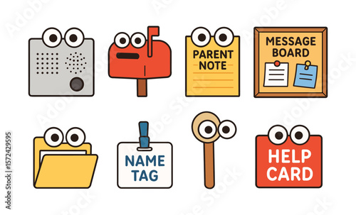 Quirky communication tools with faces: intercom, mailbox, message board, and more