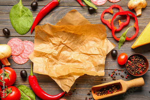 Fresh pizza ingredients wit...