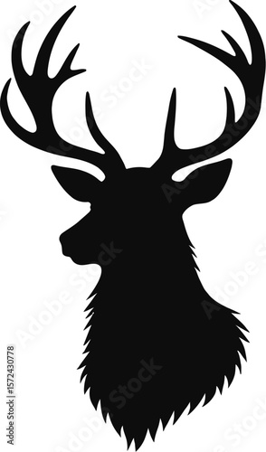 Vector art of silhouette of a deer head isolated on white background