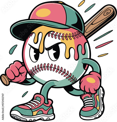 Melting Baseball Dripping Pastel Pattern